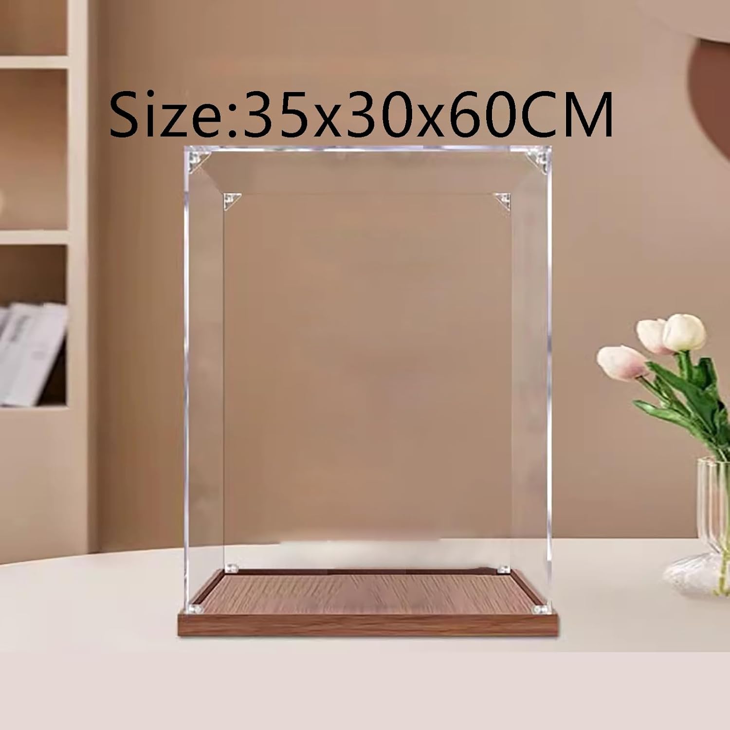 Applicable to Lego Doll Trophies Acrylic Display Box(35x30x60CM),Protect Your Collectibles from Dust with a Clear Showcase(Box Only ,Model NOT Included),Wood Color,Backgroun