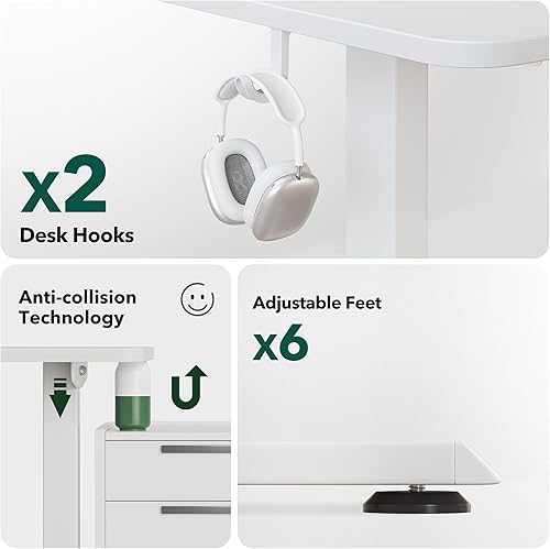 Miniatura 60 de Cubiker Escritorio de pie en forma de L – Escritorio eléctrico de altura ajustable de 63 x 55 pulgadas, mesa ergonómica para sentarse de pie con 3