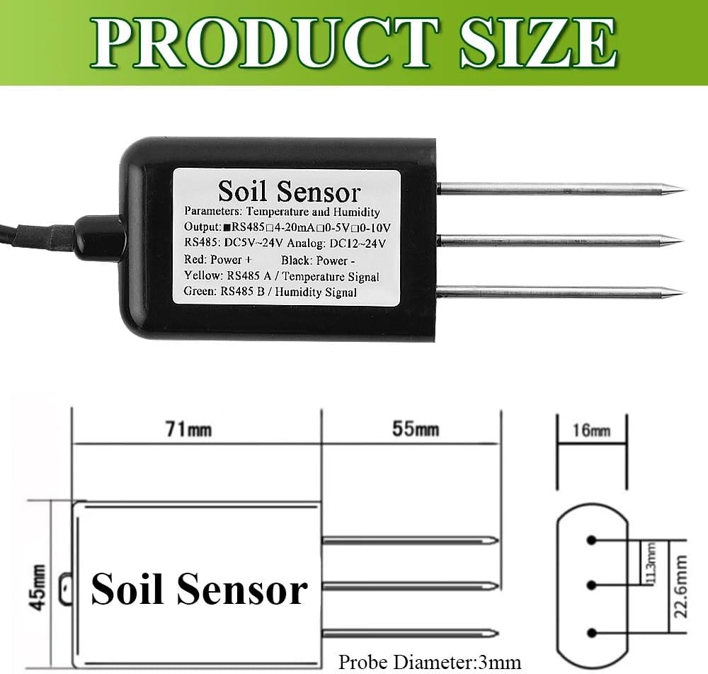Soil Temperature Humidity Sensor Probe RS485 Output 0-5V 0-10V 4-20mA Analog Moisture Detector Sensors IP68 Protection
