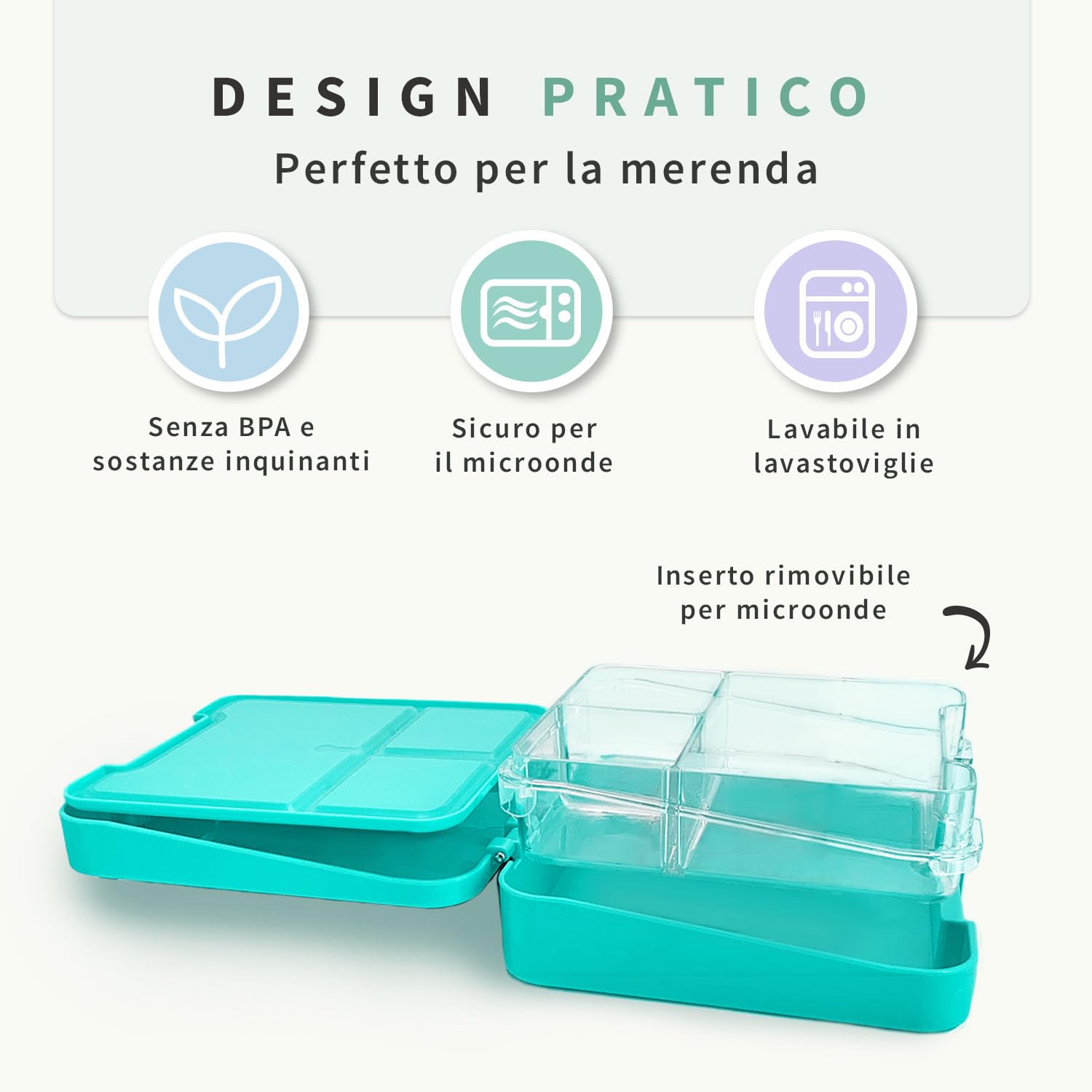 Stellasticker - Porta Pranzo Personalizzabile con tema a scelta. Ideale a scuola, in gita e in vacanza. Lavabile in lavastoviglie. Dimensioni: 18x15x5. Colore: (Lavanda)