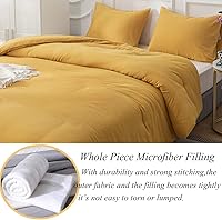 Vista 292 de Luxlovery - Juego de edredón azul neblina, tamaño matrimonial, minimalista, azul polvoriento, edredones de algodón suaves y transpirables, azul