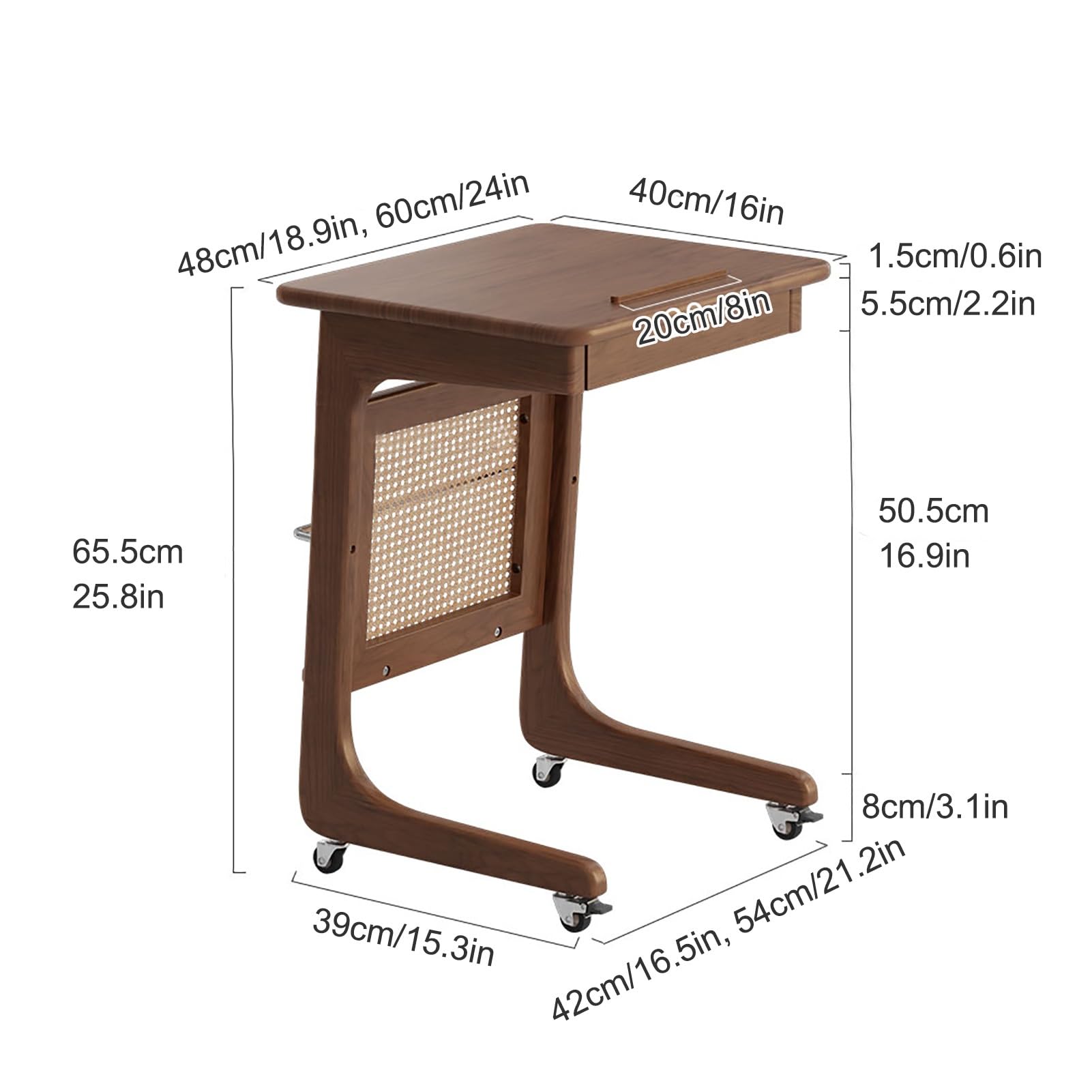 Mesa auxiliar de almacenamiento al vacío con robot móvil, mesa auxiliar en forma de C con almacenamiento reversible de robot de barrido, ideal para sala de estar, cocina y oficina