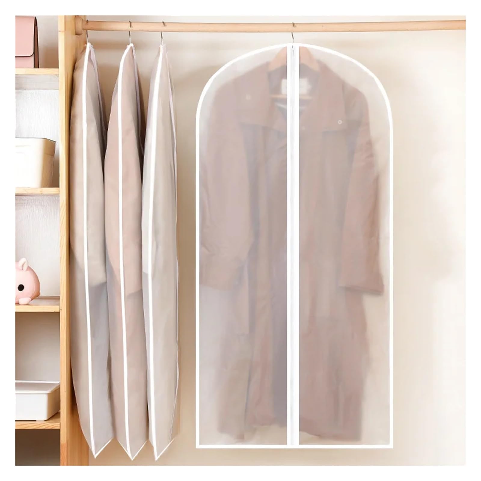 fundas para ropa 5PCS ​Dust Proof Garment Protector Cover Bag Clothes Suit Coat Dust Fully Enclosed With Zipper Waterproof