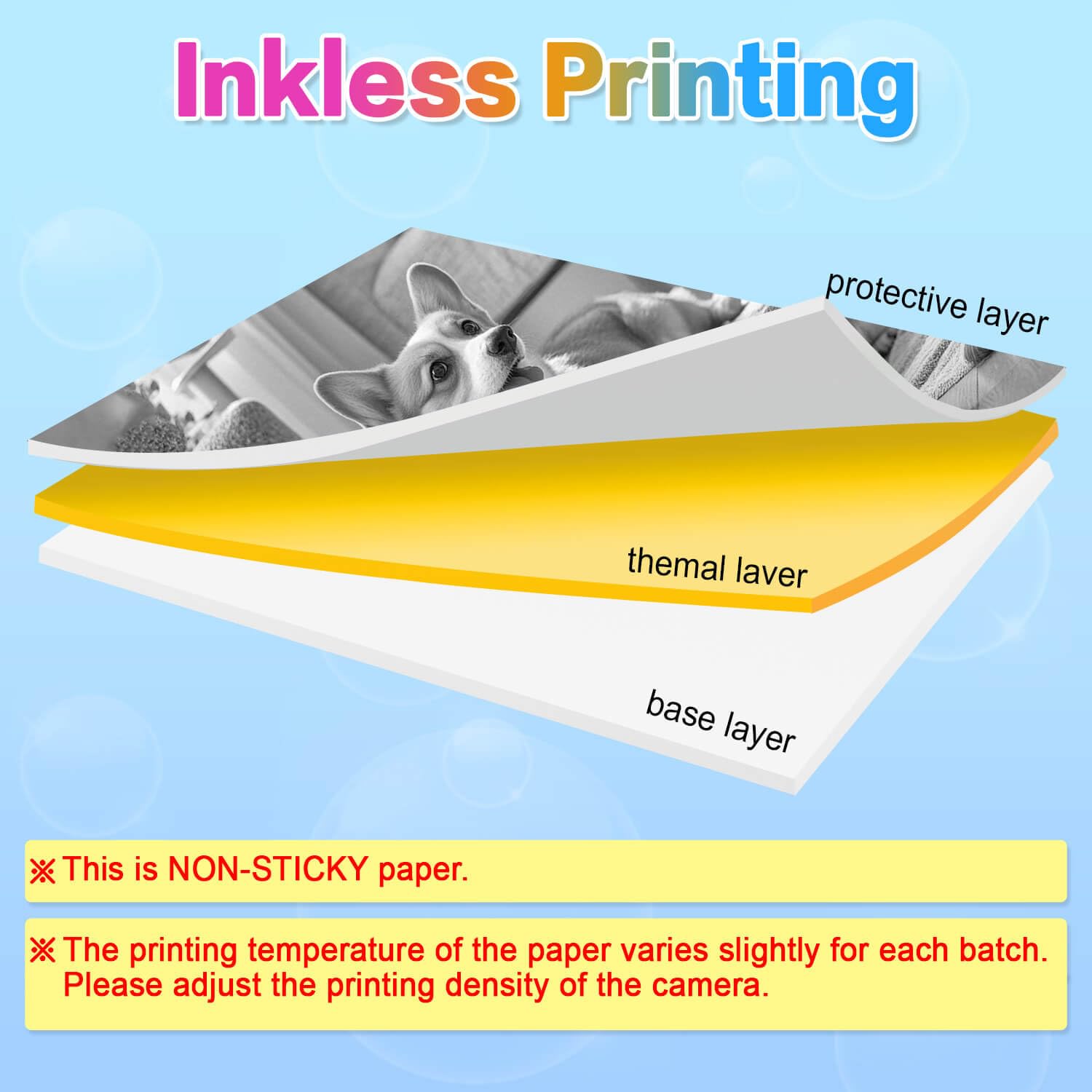 18 rollos de papel de repuesto para cámara para niños, compatible con la mayoría de cámaras de impresión instantánea para niños (2.25 x 1 pulgada)