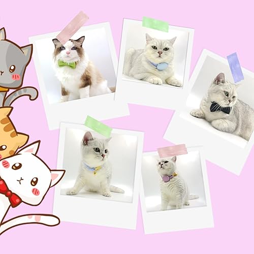 Miniatura 3 de Personalized Cat Collar with Pet Name Phone Number Engraved Metal Buckle, Customized Adjustable Velvet Collars with Bell for Kittens