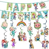Cartoon melon birthday banner decorations and JJ hanging swirls are perfect for baby children's party supplies swirls.