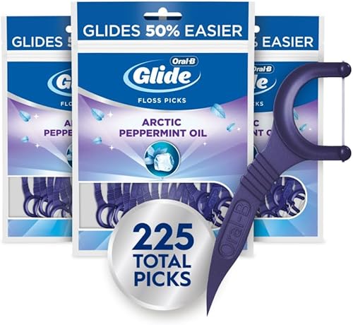 Oral-B - Palillos con hilo dental Glide de menta con sabor a aceite de menta ártica, 75 unidades, paquete de 3