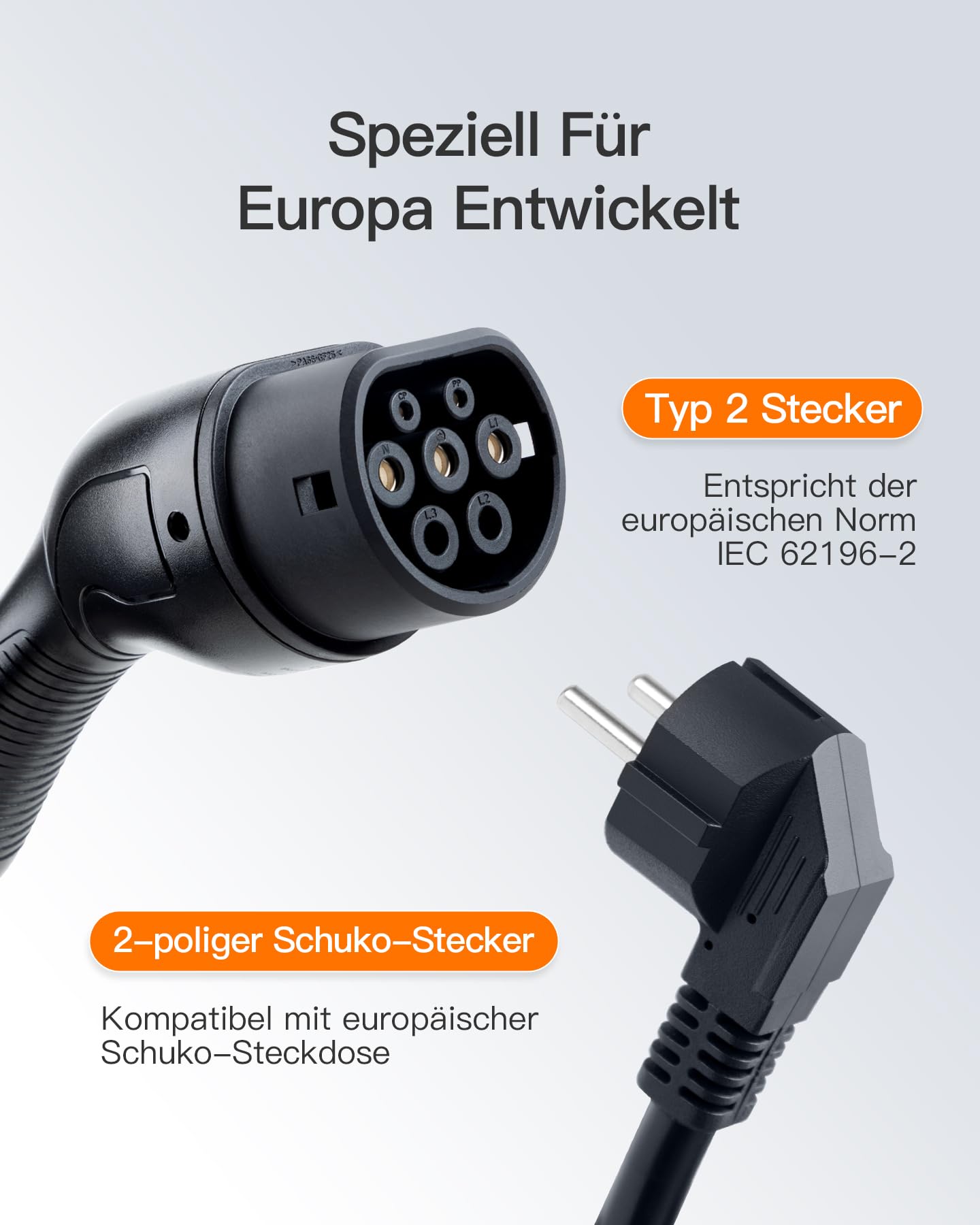 Caricatore Portatile Per Auto Elettrica 3,7 KW – Spina Schuko, Tipo 2 Con Display E Timer