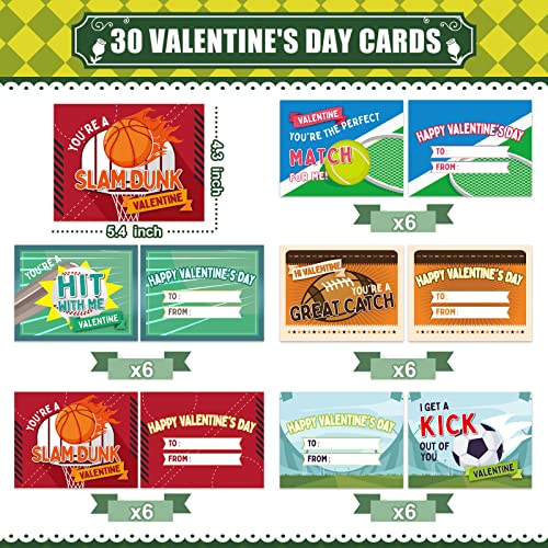 SpringFlower 30 Pack Valentien's Day Cards for Kids with Mini Sports Balls for School Classroom,Valentine's Gifts Exchange, Squeeze Foam Balls for Valentine's Party Favors,Valentine's Prizes for Kids by SpringFlower - Image 2