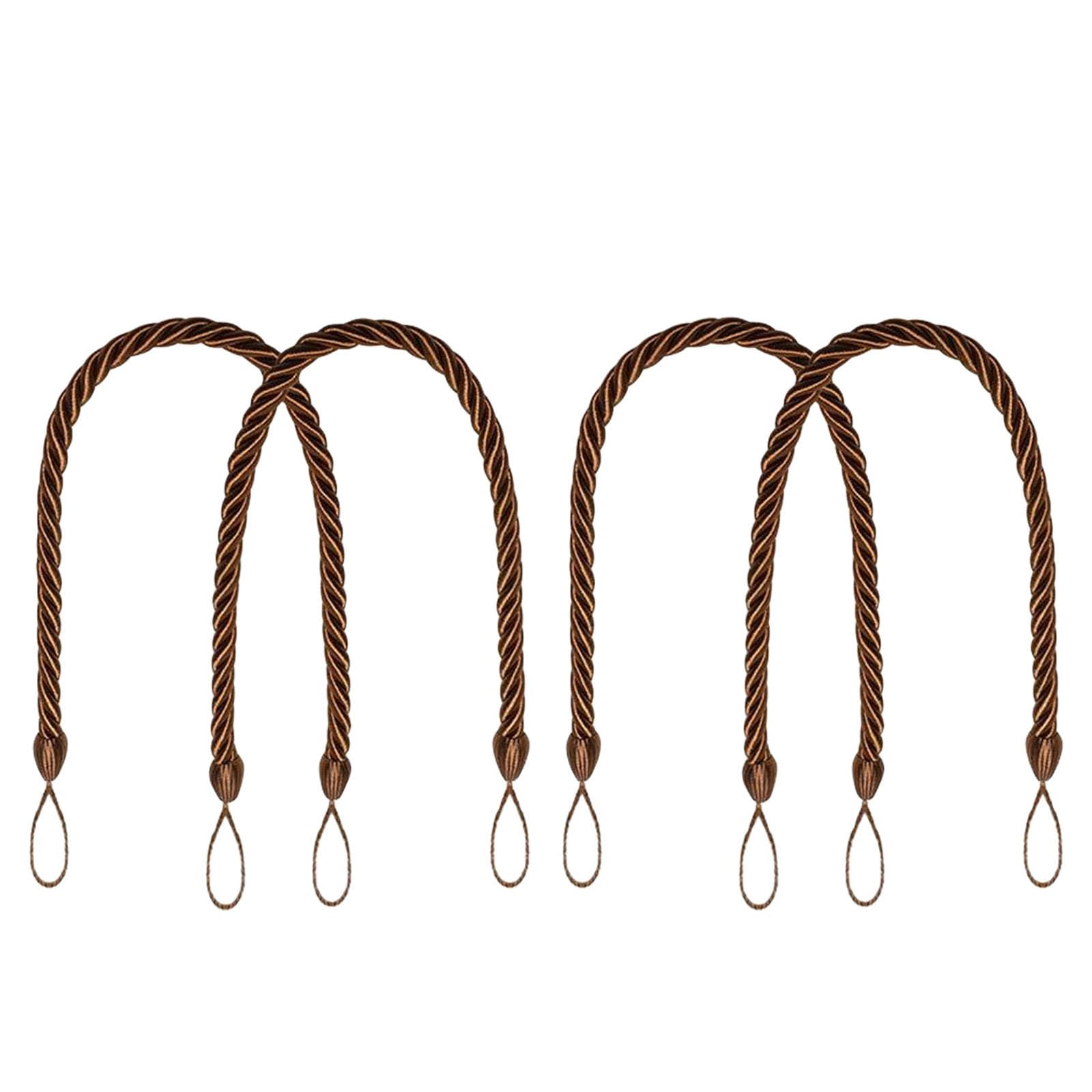 4Pack Natural Cotton Rope Curtain Tiebacks Handwovens Bohos Styles Decorative Drape Holdbacks for Home and Drapery Decorative Curtain Holders