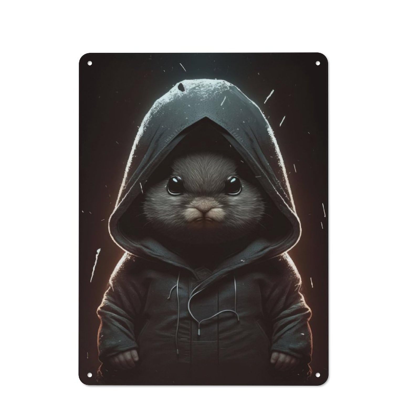 Junmoney Bunny Wizzard Hoodie Rustic Metal Sign 40X30cm For Lounge Or Reading Corner, For Reading Corner Decorators