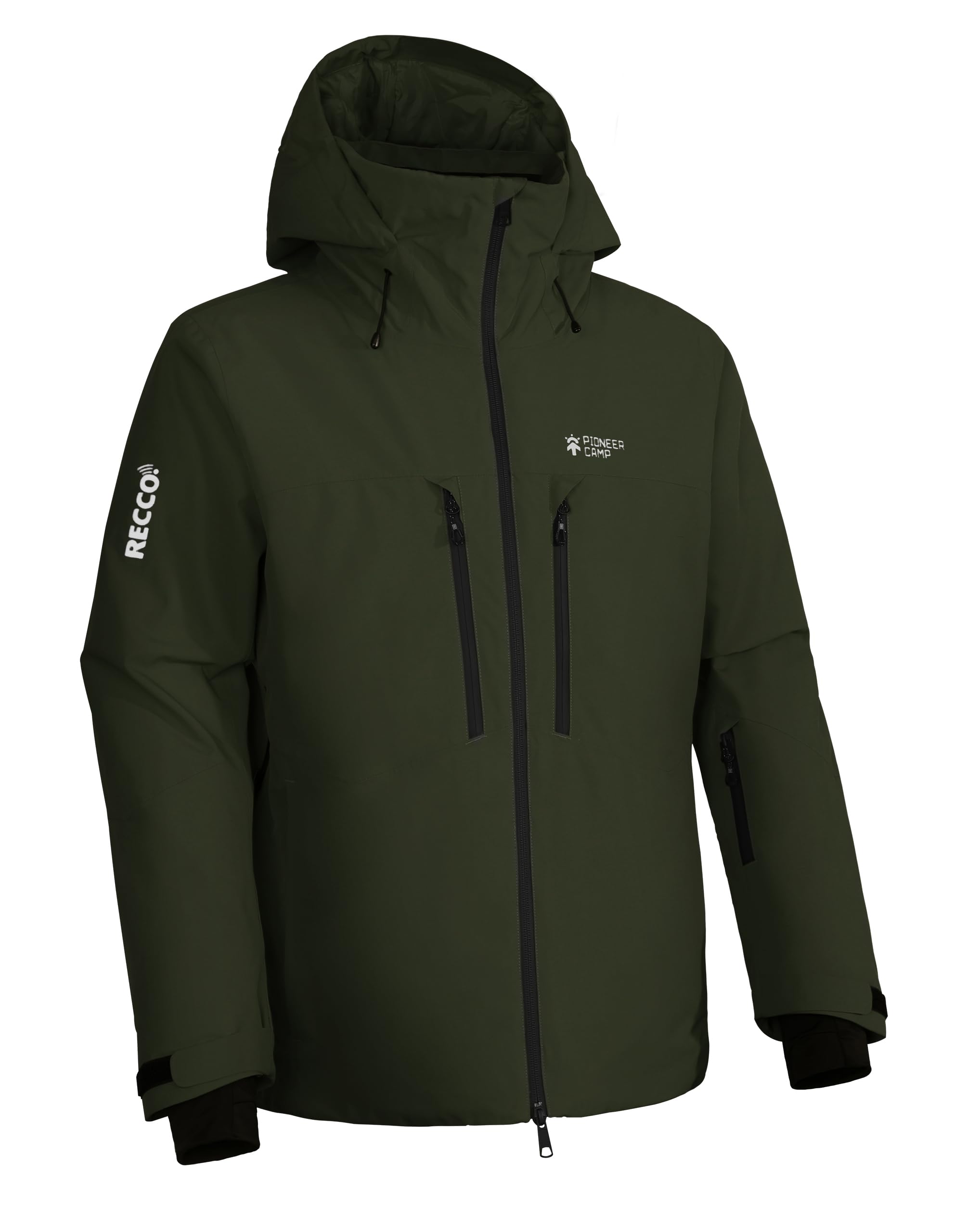 Pioneer Camp Herren Wasserdicht Skijacke Winddicht Snowboardjacke Warm Outdoor Winterjacke mit Kapuze Armeegrün XL