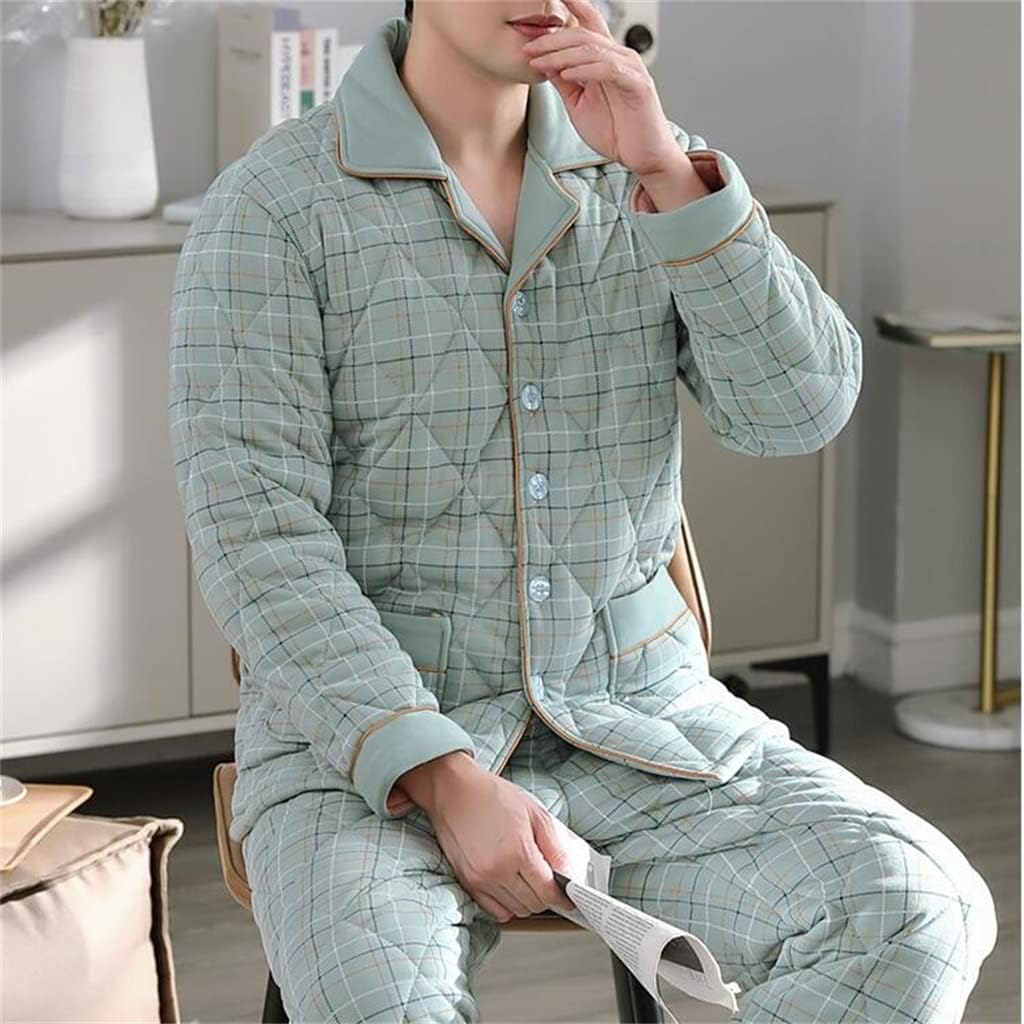 Middle-aged Suit Cotton Pajamas For Men In Winter With Three Layers Of Thick Home Clothes And