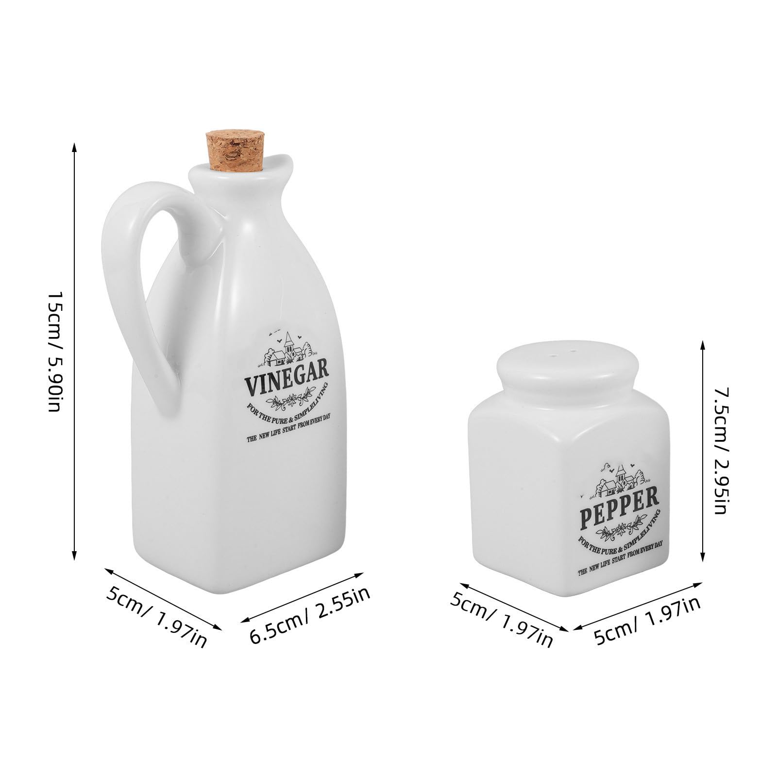 Gadpiparty Dispensadores de Aceite y Vinagre Bandeja de Bambú Estilo Japonés de Cerámica Juego de 4 Piezas para Cocina y Almacenamiento