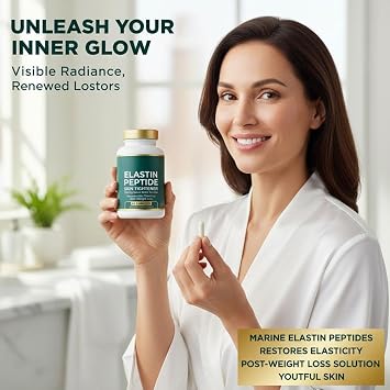 Elastin Peptide Skin Tightening, 60pcs Marine Protein Complex, Skin Elasticity Support, Daily Nutritional Support, for Adults
