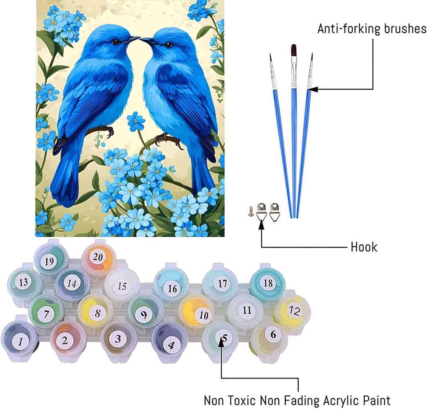 paint by numbers 花 数字塗り絵 大人用 子供 DIY 鳥 数字油画 手塗りキット 初心者用 高齢者で簡単に塗れる