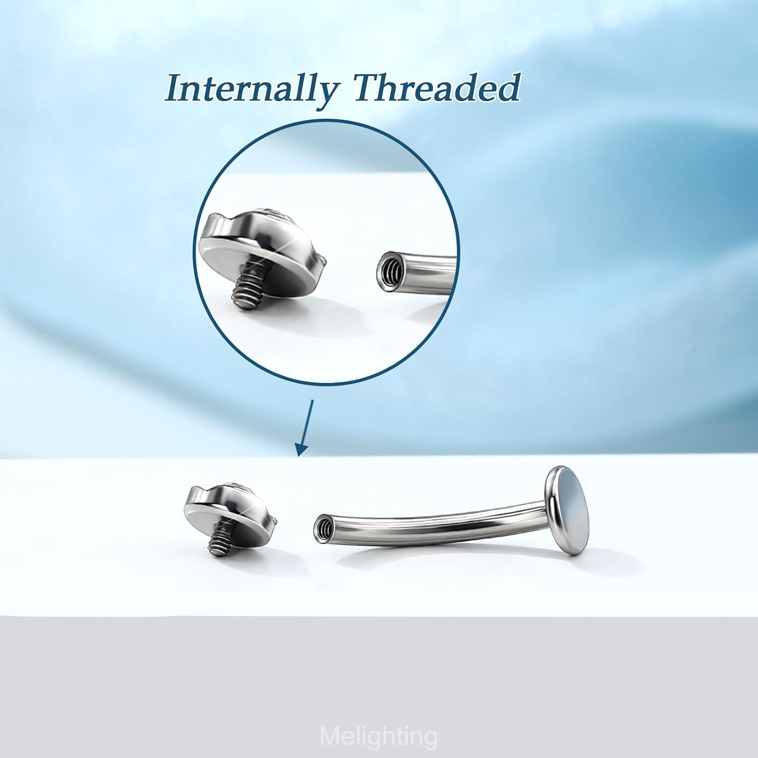 Melighting 14G Floating Belly Button Ring Internally Threaded Stainless Steel 316L CZ Clear Belly Ring Long Navel Piercing Barbell Body Jewellery for Women 10/12/14/16 mm