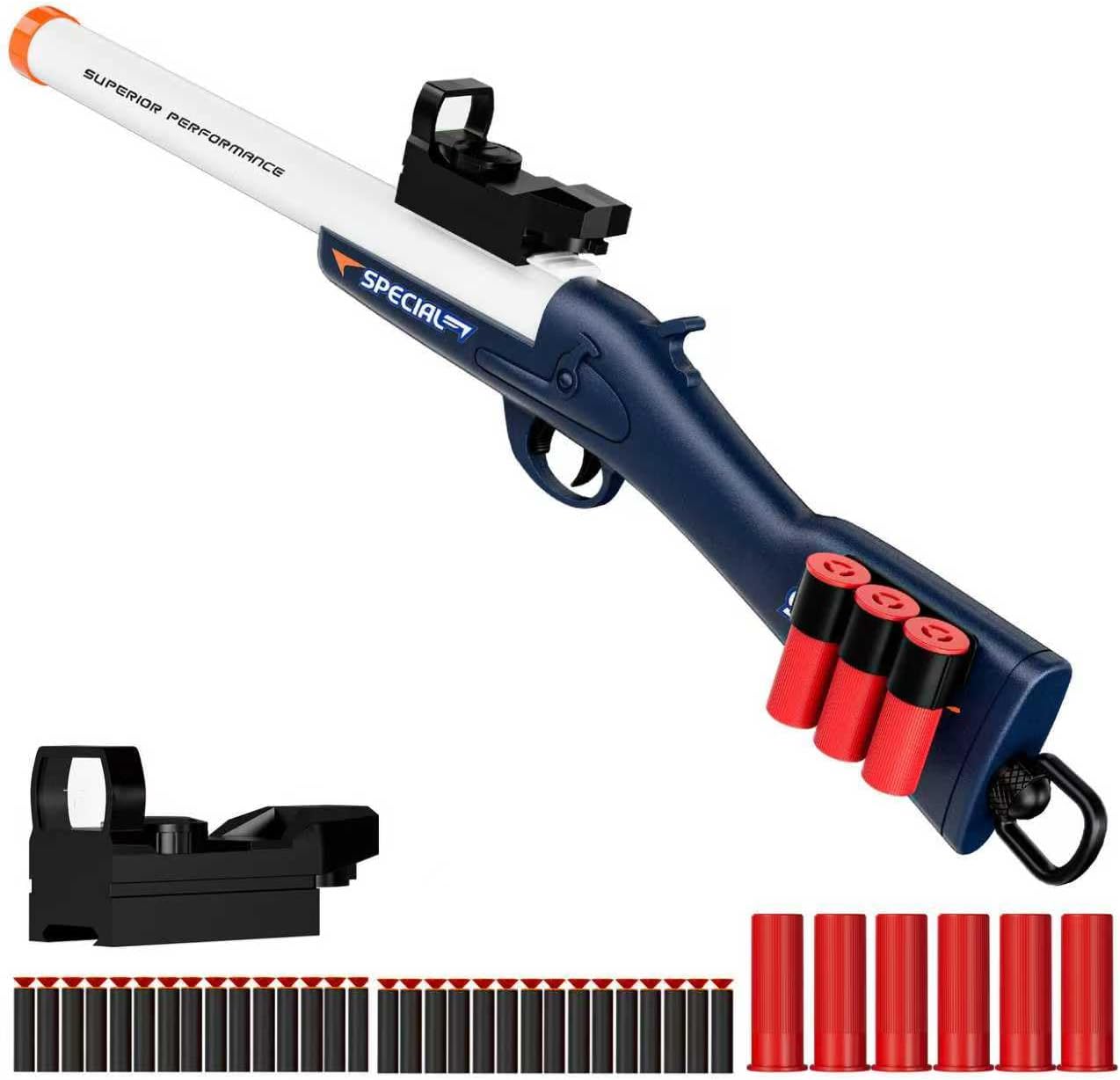 Toy Shotgun Shell Ejecting Toy Gun,Soft Bullets Gun, with 30 Bullets Perfect As a Birthday-Holiday for 8-12 Year Olds(Blue)