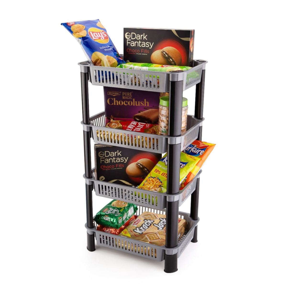 Leaffybezz Multipurpose Plastic Rack for Kitchen Storage,Vegetable Trolley Rack,Fruit & Vegetable Stand for Kitchen Storage Rack,Aloo Pyaaz Storage Vegetable Basket (4 Layer, Grey) offers donot miss Leaffybezz Multipurpose Plastic Rack for Kitchen Storage,Vegetable Trolley Rack,Fruit & Vegetable Stand for Kitchen Storage Rack,Aloo Pyaaz Storage Vegetable Basket (4 Layer, Grey) offers donot miss