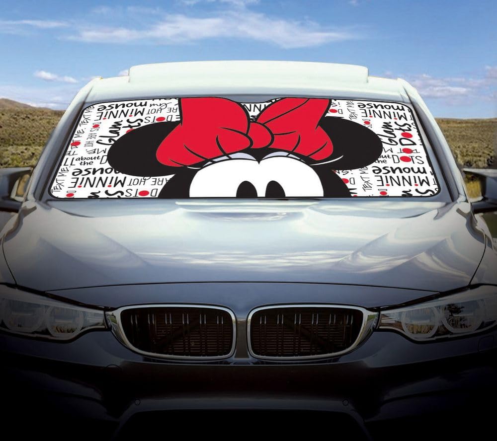 parasole anteriore auto Minnie Disney 130x70 cm – Protezione parabrezza per bambine | Cartoni animati | Accessorio auto pieghevole