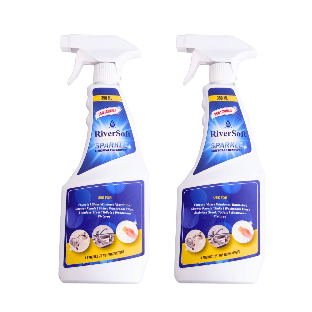 RiverSoft Sparkle Hardwater Scale Remover Liquid Spray for Faucets | Glass widows | Tiles | Showers | Bathroom Fixtures (350ML, Pack of 2) (B0C4B1YTDG) Amazon Price History, Amazon Price Tracker