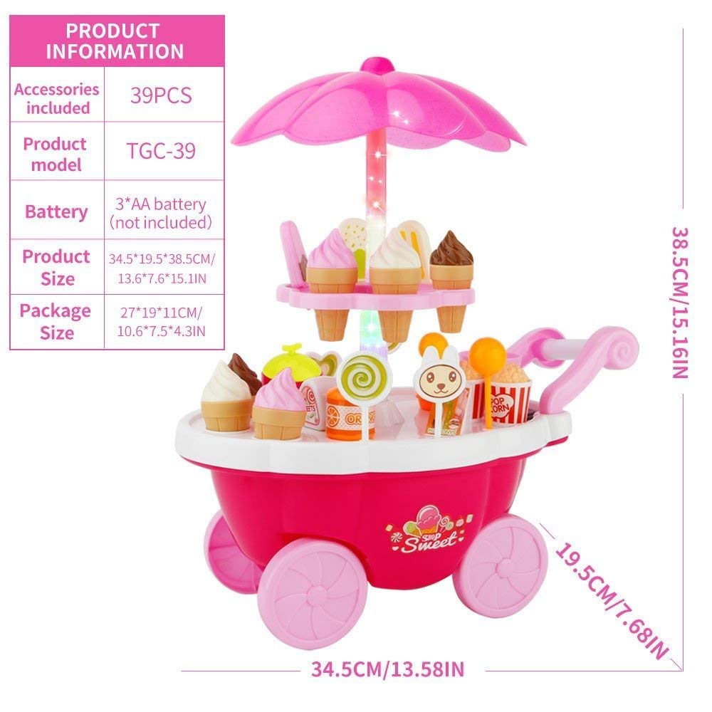 Buy Rk Toys Ice Cream Candy Cart Pretend Play Food Dessert and