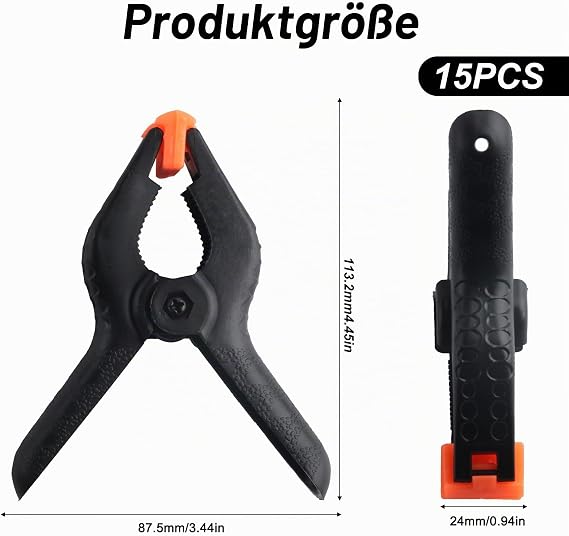 Pack of 15 Spring Clamps 4 Inch High Performance Nylon Spring