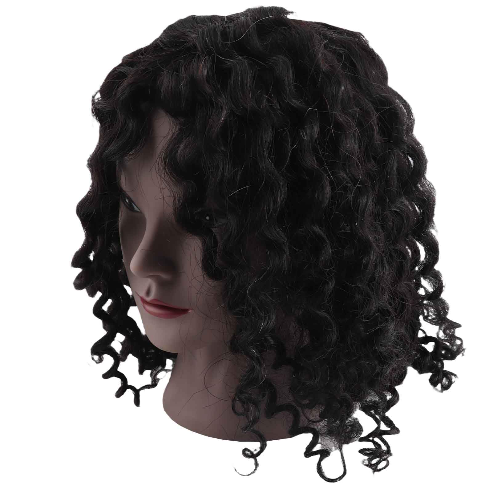 Echthaar-Trainingskopf, Lockenhaar-Mannequin-Kopf für Styling-Übungen für Anfänger, Friseure und Kosmetikstudenten