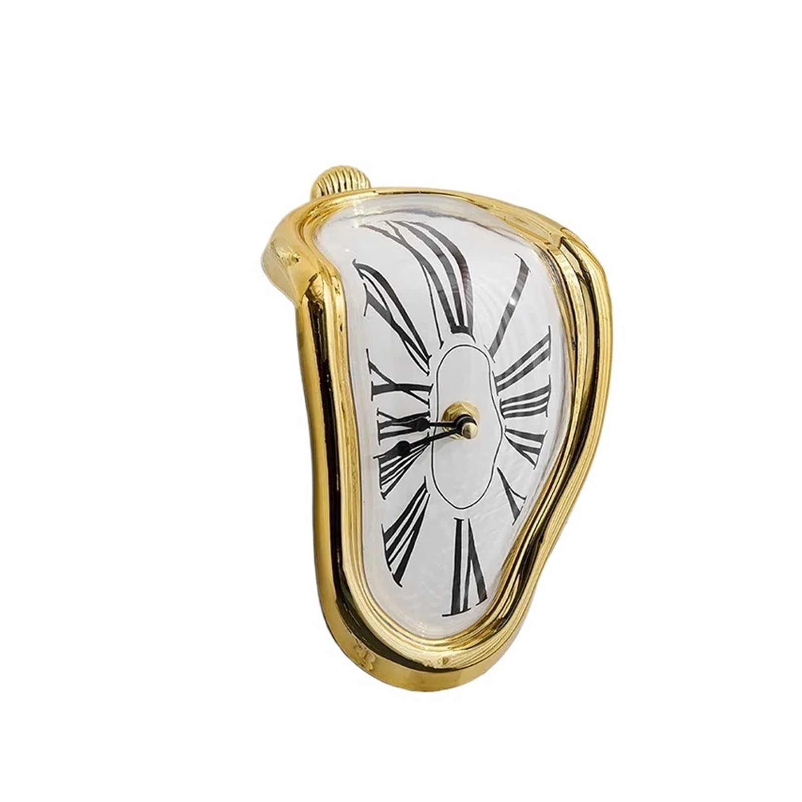 HVSYVVSRL Surreal Melting Distorted Wall Clocks Watch Decoration Gift Home Garden Quiet Operation(Gold)