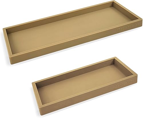 Bandeja de encimera y tocador, 2 unidades (11 y 7 pulgadas), bandejas de silicona inastillables para cocina y baño para encimera, bandeja Latte Tan
