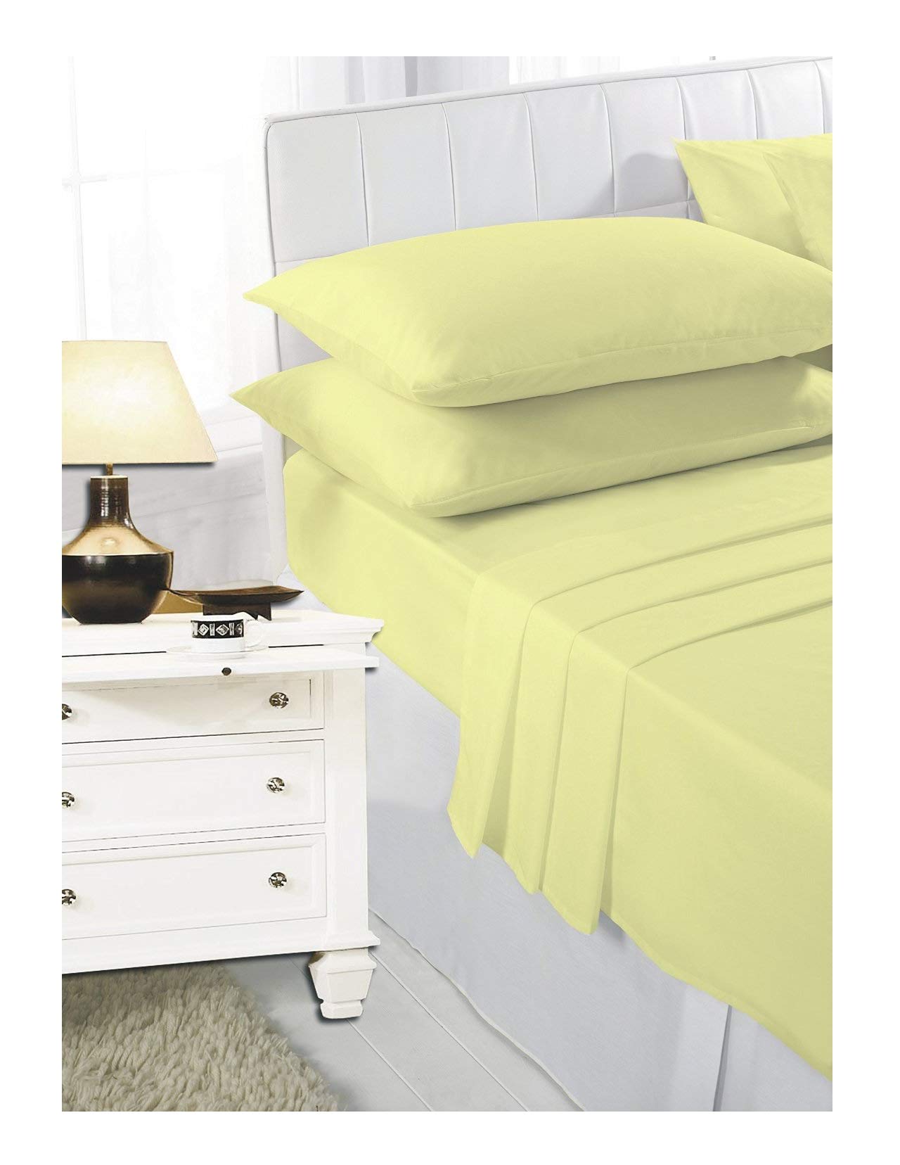 Lemon 2ft 6" (76cmx190cm) Percale Bunk Bed Fitted Sheet Caravan Campervan - Small Single Bed