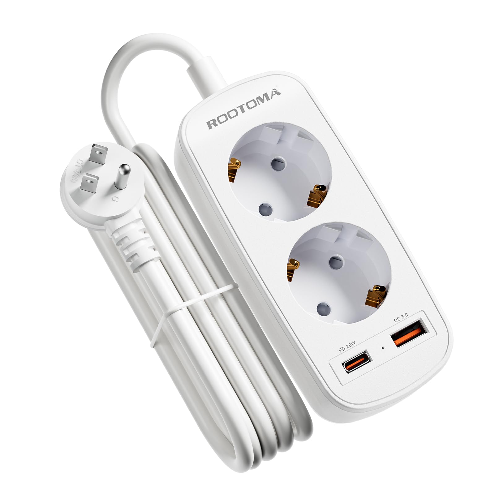 USA Adapter Steckdose, Reiseadapter mit PD20W USB Schnellladung, Deutsch zu US Adapter Steckdose 2-Fach mit 1,5M Steckdosenadapter für USA, Kanada, Mexiko, Thailand, Typ B Reiseadapter Amerika