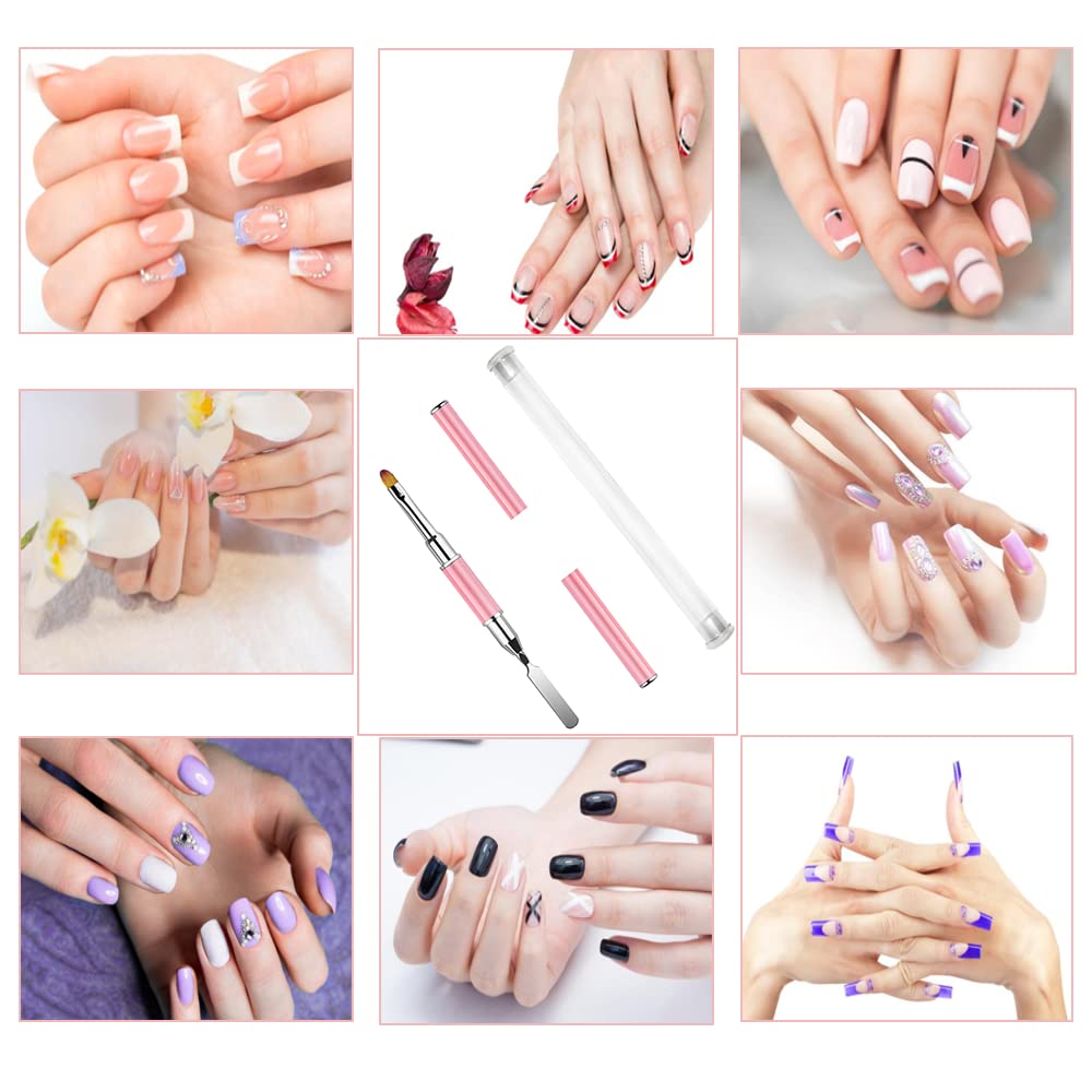 Dual-ended Nail Art Penna, Pennello Gel Unghie Ricostruzione, 2 in 1 Nail Art Brush Dual Ended, Unghie Dual End Pennello in Gel, Strumento Per Manicure Fai Da Te