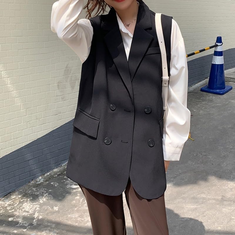 ベスト レディース ノースリーブ ジレ スーツ テーラードジャケット ゆったり カジュアル 無地 ロング丈 体型カバー おしゃれ ジ