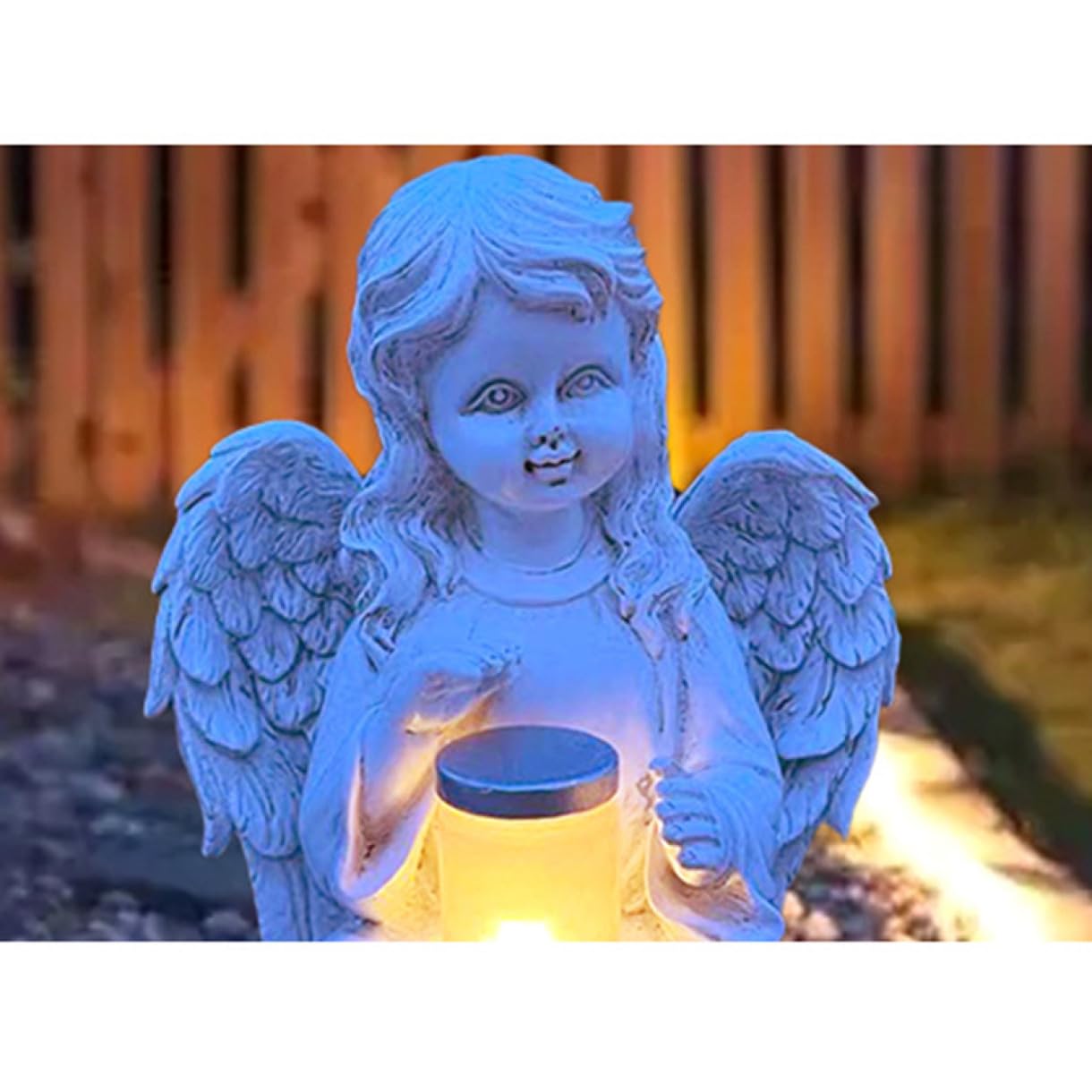 Amazon.co.jp: ソーラー置物 人型 天使 彫刻 ガーデニング タイプ 置物