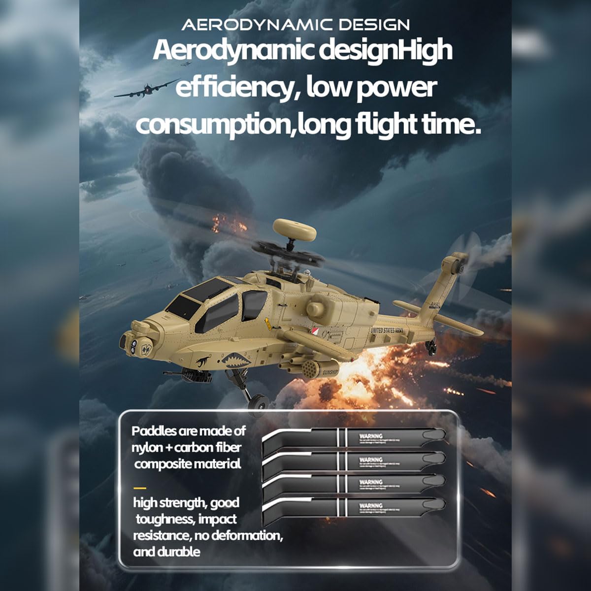 YU Xiang F11-N AH64 - Helicóptero teledirigido (escala 1:32, 2,4