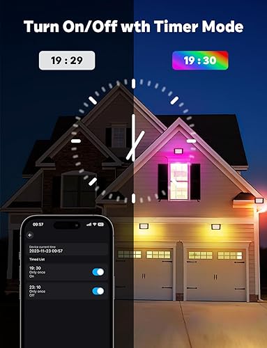 Miniatura 7 de ALFELE RGBW - Luces de inundación para exteriores de 48 W, luces LED para exteriores 6 en 1, iluminación inteligente de paisaje que cambia de color,