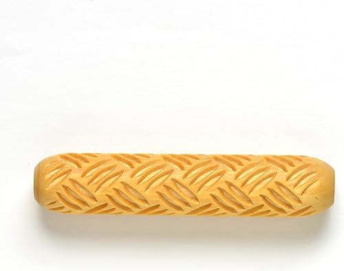 Miniatura 2 de MKM Pottery Tools Rodillos de mano grandes de madera para arcilla (BHR-01 Diagonal Basketweave)