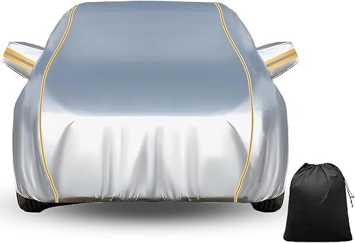 LinGKon Car Cover Waterproof for Fiat Palio Weekend 2012-2019Covers for Automobiles All Weather Full Exterior Tarpaulin Breathable Dustproof Garage Sun UV Snow with Storage BagSilver