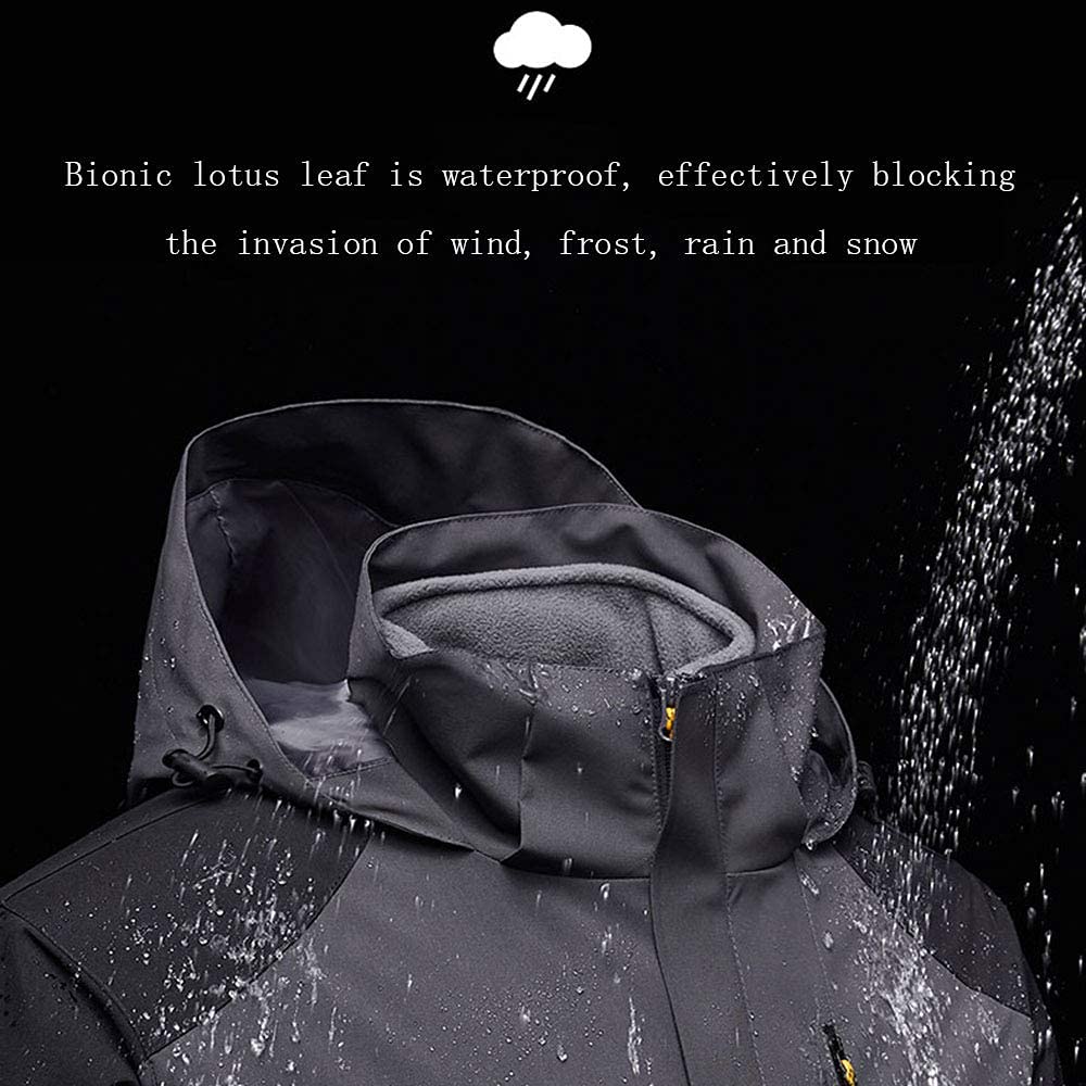 MU Chaqueta de Esquí a Prueba de Agua para Hombre Abrigo de Nieve de Invierno Cálido Montaña Cubierta de Montaña Removesa Capucha Extraíble Chaquetas de Snowboarding/Blue/Xl
