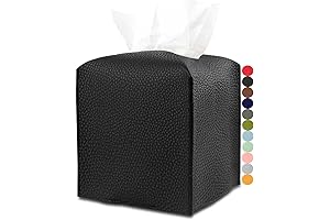 Luxe Black Tissue Holder: JESMINI Aesthetic PU Leather Tissue Box Cover