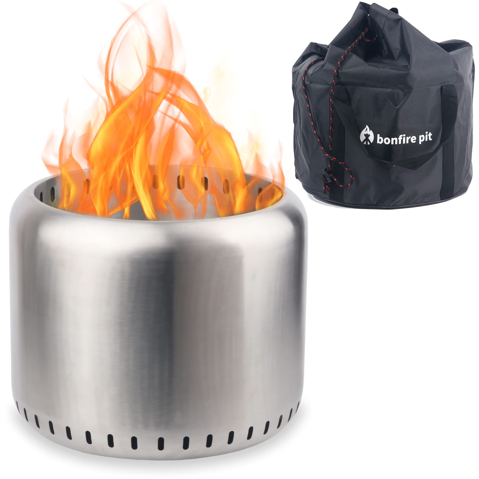 Outdoor Smokeless Fire Pit 16.2x13 in 304 Stainless Steel Portable Wood