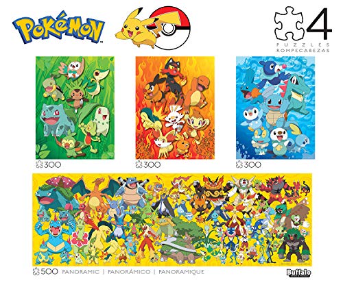 Buffalo Games - Pokémon First Partner - Puzzle Multipack 4 unidades, 1000 piezas, para adultos, hecho en USA, cartón reciclado, incluye póster, arte para enmarcar miniatura 4