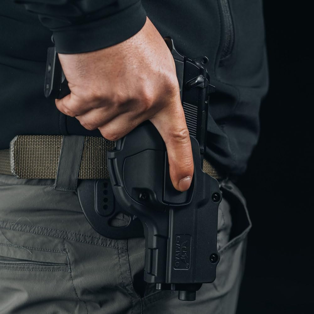 Beretta 92 Caso Paddle Caso OWB per Beretta 92 fs 92 98 fs Custodia in polimero per pistola militare, cintura esterna tattica, custodia da trasporto aperta per destrimani nero