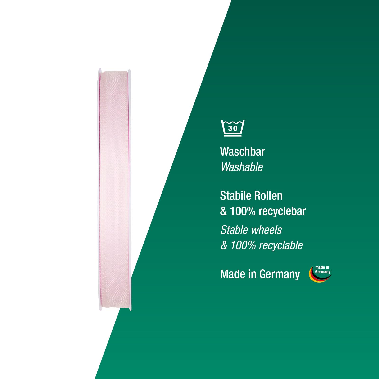 Halbach Seidenbänder Gift Ribbon Width 10 mm Length 25 m Ribbon Made in Germany Gift Ribbons in a Variety of Colours and Widths Perfect for Packaging and Decorating Colour: Pale Pink - Image 3