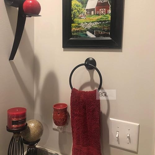 Miniatura 2 de Anillo de toalla redondo de diseño clásico montado en la pared para baño (negro)