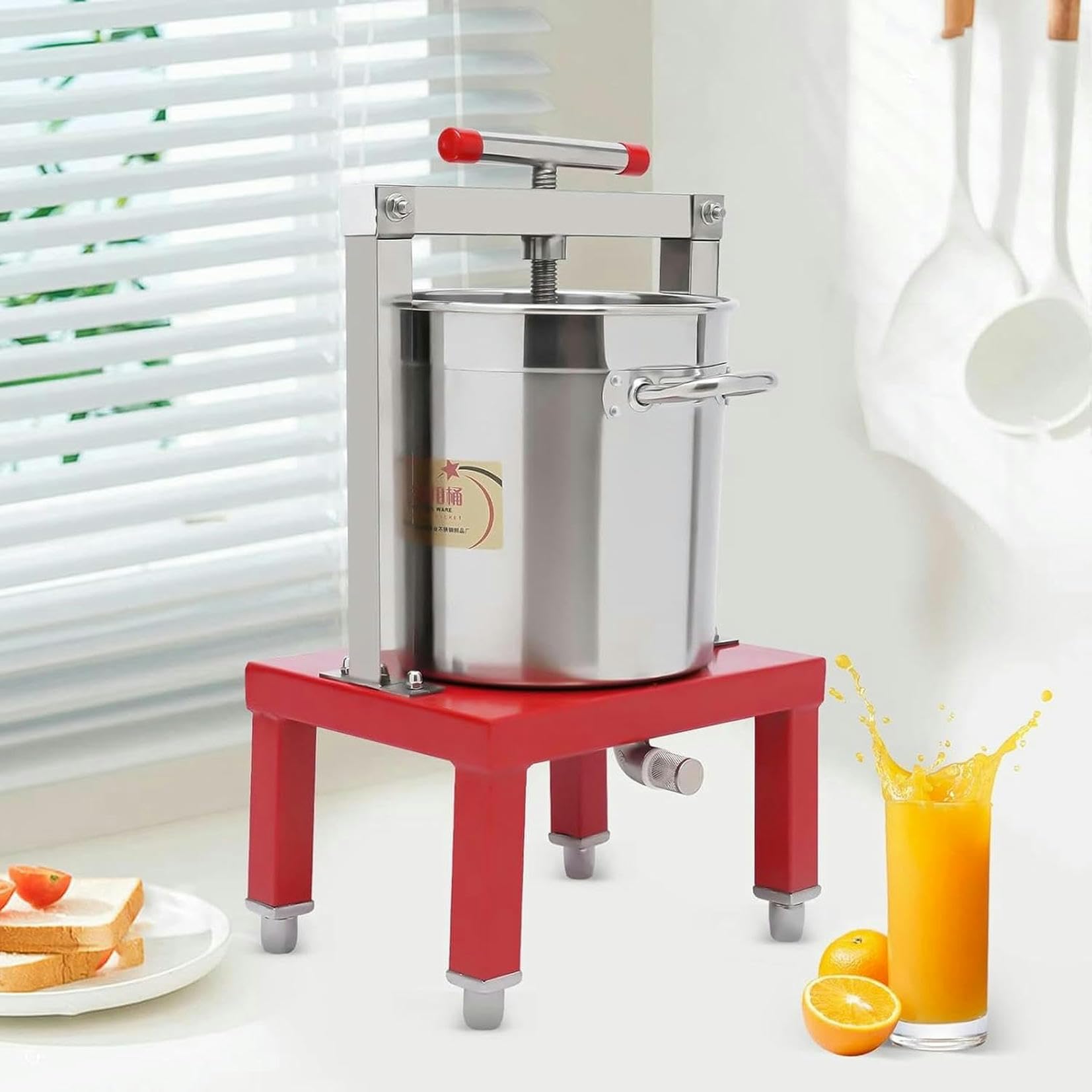 Prensador Manual de Miel y Frutas de 13L, Extractor de Cera de Abejas, máquina de Apicultura y Extractor de Prensa de Sidra, Vino, UVA y Manzana para Hacer Jugo de Vino con Barril y Barril~/