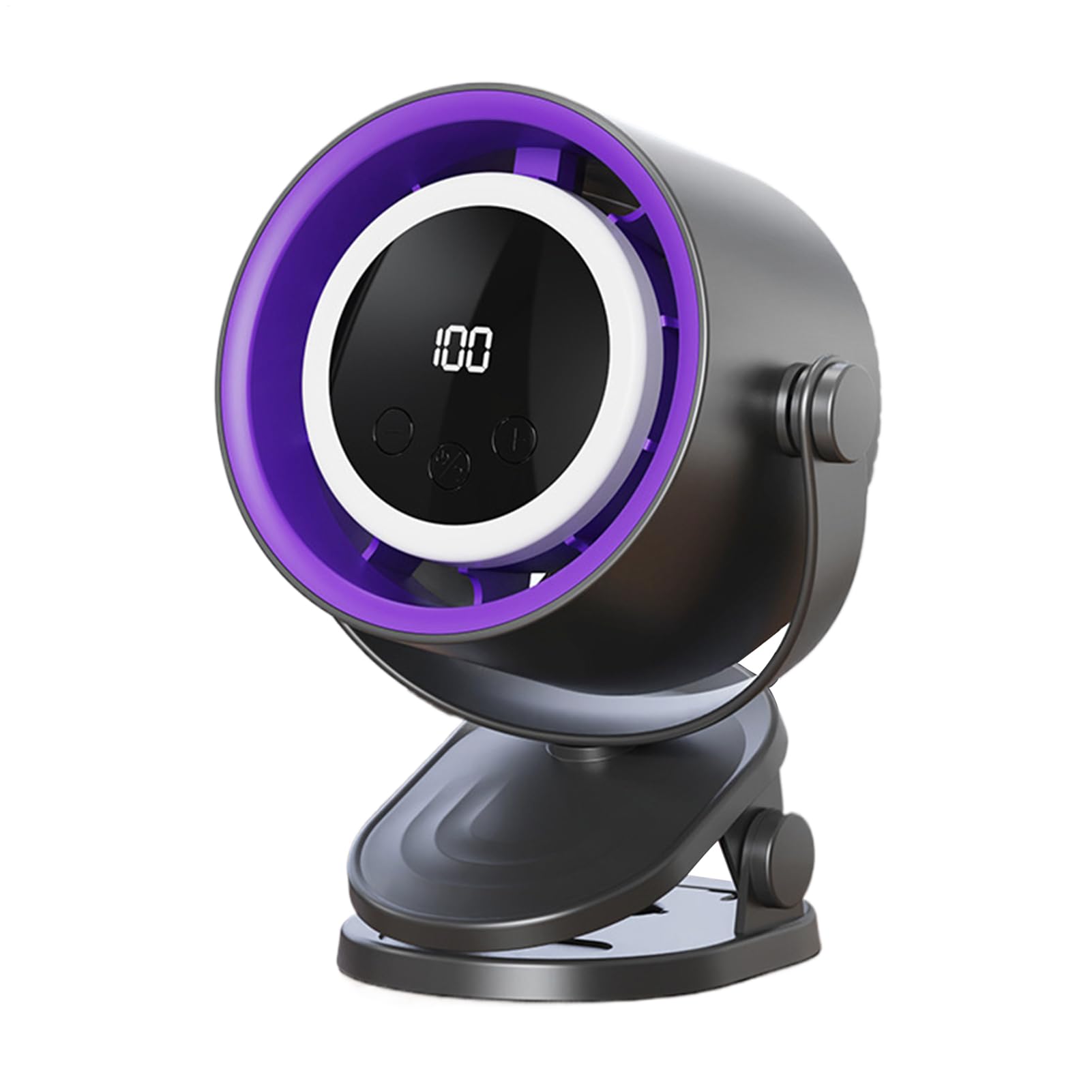 Ventilateur de bureau sans pales avec veilleuse et pince rechargeable USB