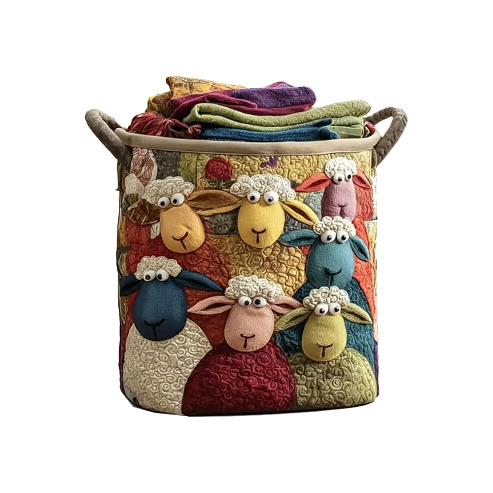 Panier à linge mouton 3D pliable avec poignées KT34482A01 S