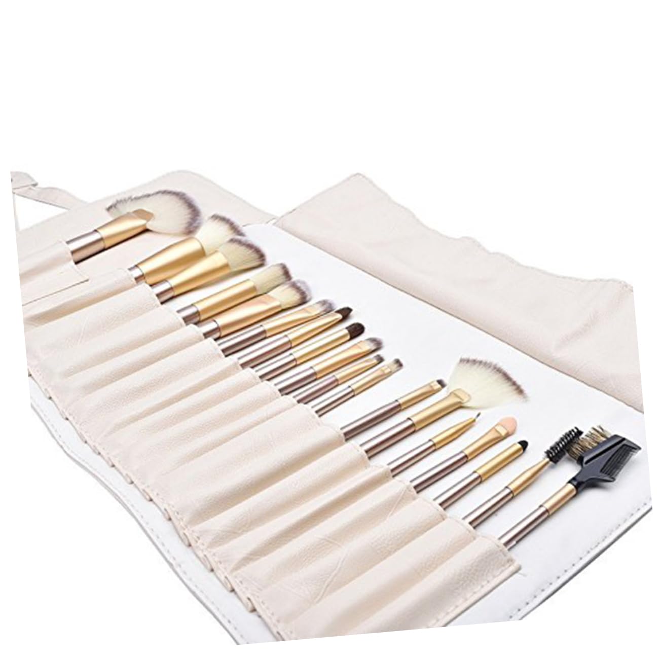 Set de Brochas de Maquillaje Profesional 24 Piezas con Mango de Madera | Pelo Sintético y Fibra Superfina, Estuche de Viaje de Pu, para Rostro, Base, Sombra y Cejas